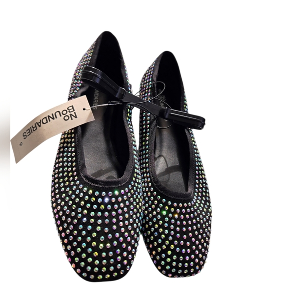 No Boundaries Black Flats with Multicolor Rhinestones - Picture 2 of 4
